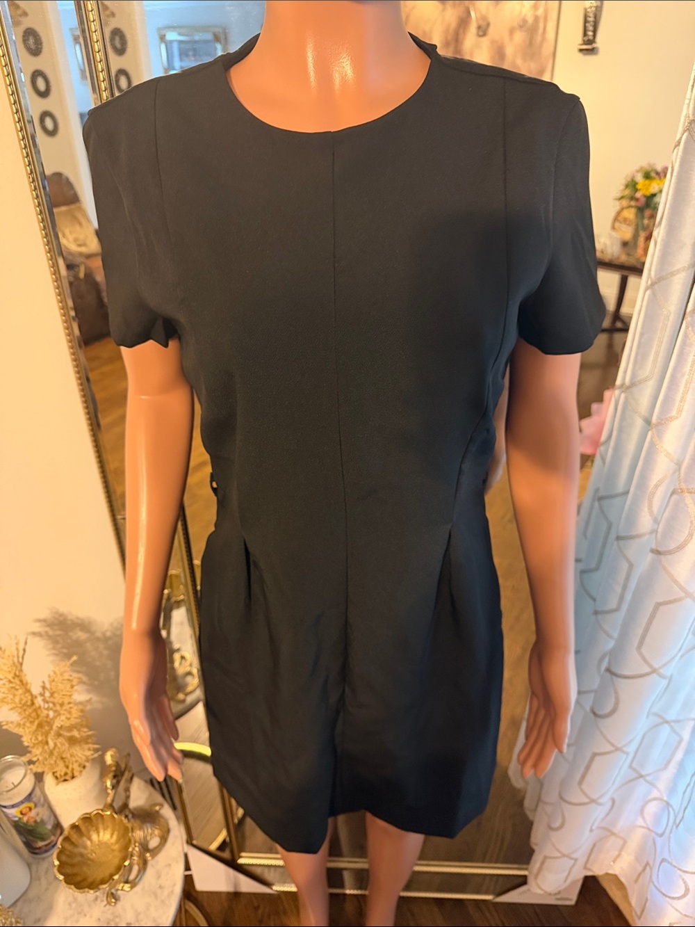 H&M Black Short Sleeve Mini Sheath Dress